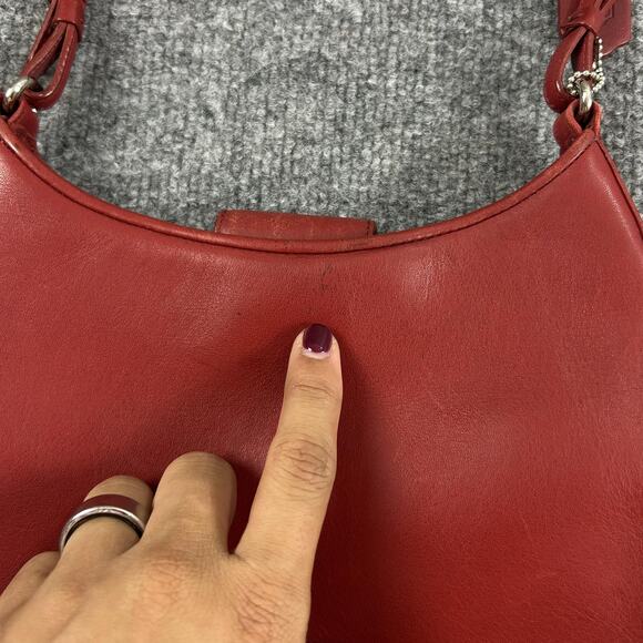Vintage Coach Legacy Demi Red Leather Shoulder Hobo Baguette Bag 8319 90s Y2K - Picture 3 of 13